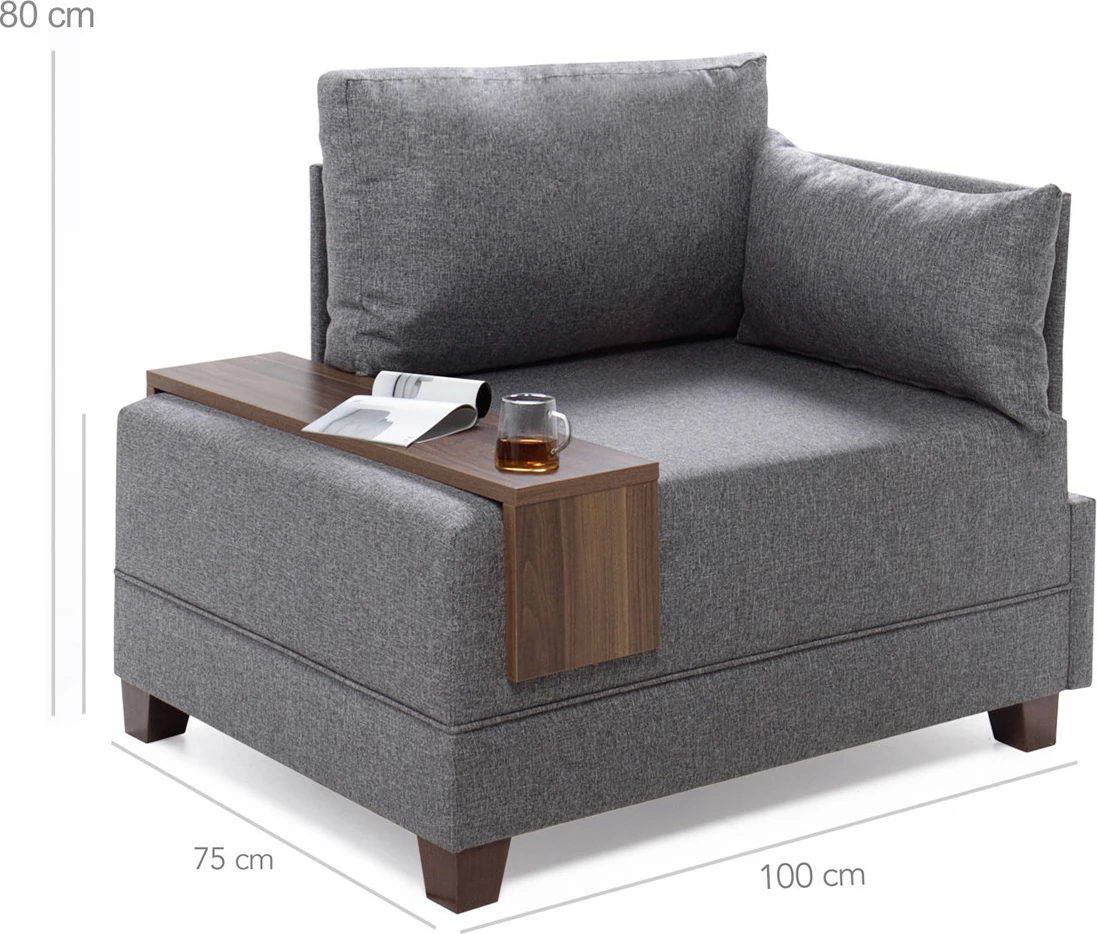 Karrige Fly një vendëshe, ngjyrë gri, Atelier del Sofa, krah i djathtë