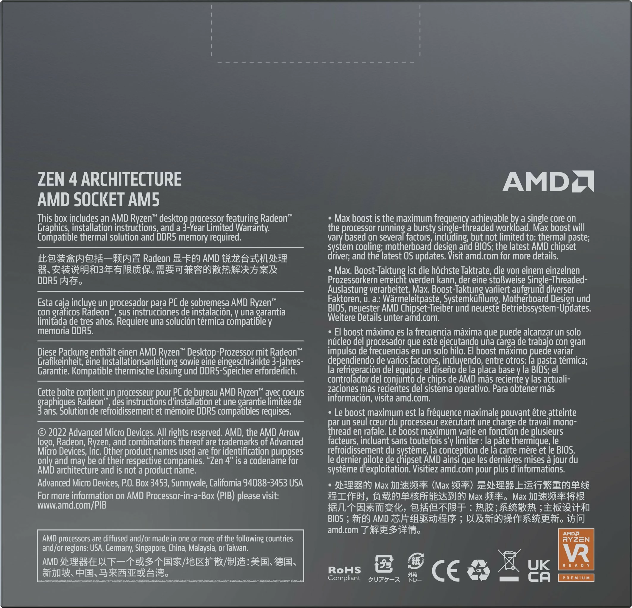 Procesor AMD Ryzen 9 7900X, 12-core/24-thread, 4.7GHz boost 5.6GHz, Socket AM5, 64MB L3, BOX (100-100000589WOF)