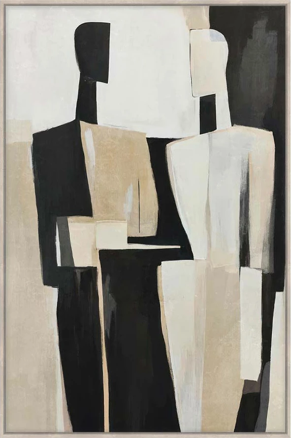 Pikturë dekorative Fading Faces me kornizë, kanavacë, bezhë e zezë, 80x120x4cm