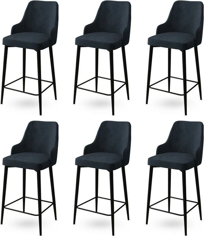 Set karrigesh për bar (6 copë), Hanah Home, Enox, antracit, e zezë