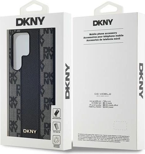 Mbështjellës DKNY Leather Checkered Mono Pattern MagSafe për Samsung Galaxy S24 Ultra, i zi