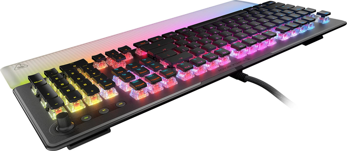 Tastierë mekanike gaming Turtle Beach Vulcan II Max, TITAN II Optical Red, full size, RGB, me mbështetëse dore, e zezë