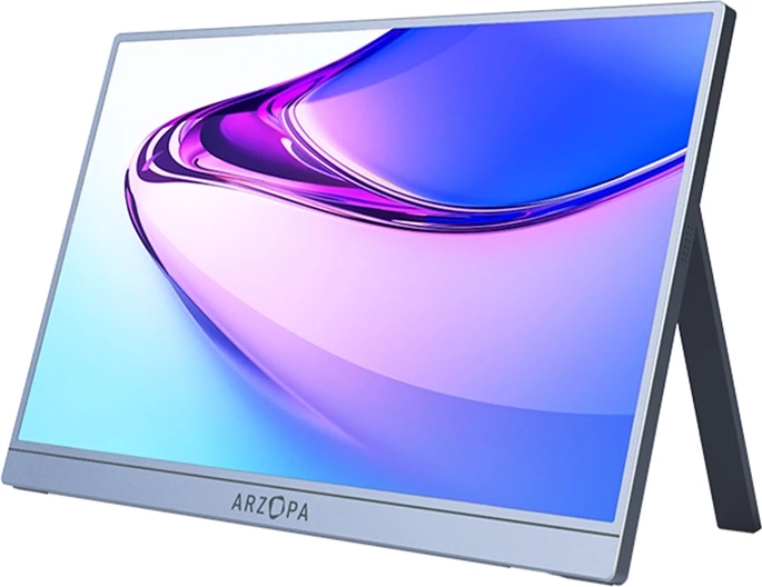 Monitor portativ Arzopa A1S 14", Full HD, HDR, altoparlantë të integruar, gri e argjendtë