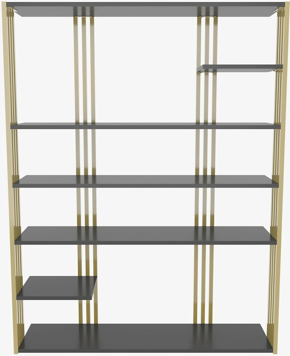 Raft librash Skye Decor, ngjyrë antracit dhe ari