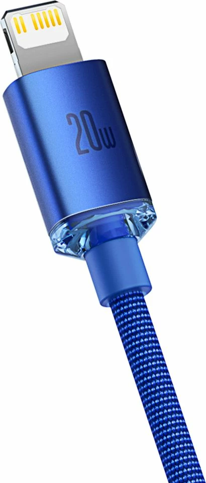 Kabel USB-C në Lightning Baseus Crystal Shine Series BSU3021BLU 2 m PD 20W, kaltër