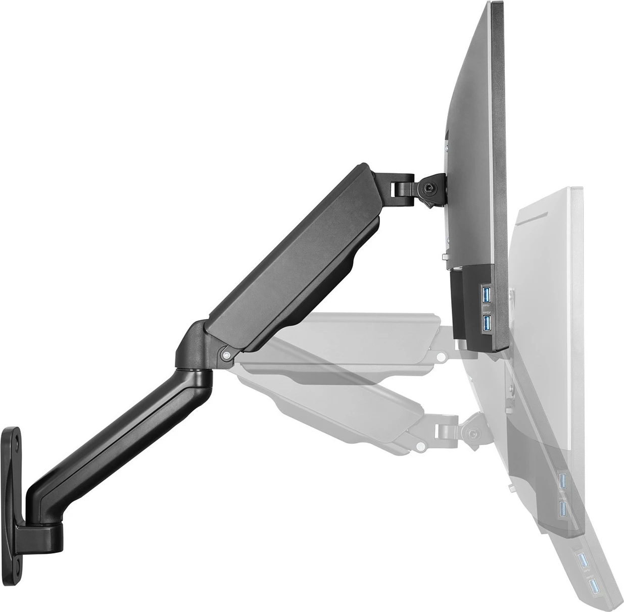 Mbajtëse muri për monitor Digitus, universal, me gaz, 32 inç, e zezë
