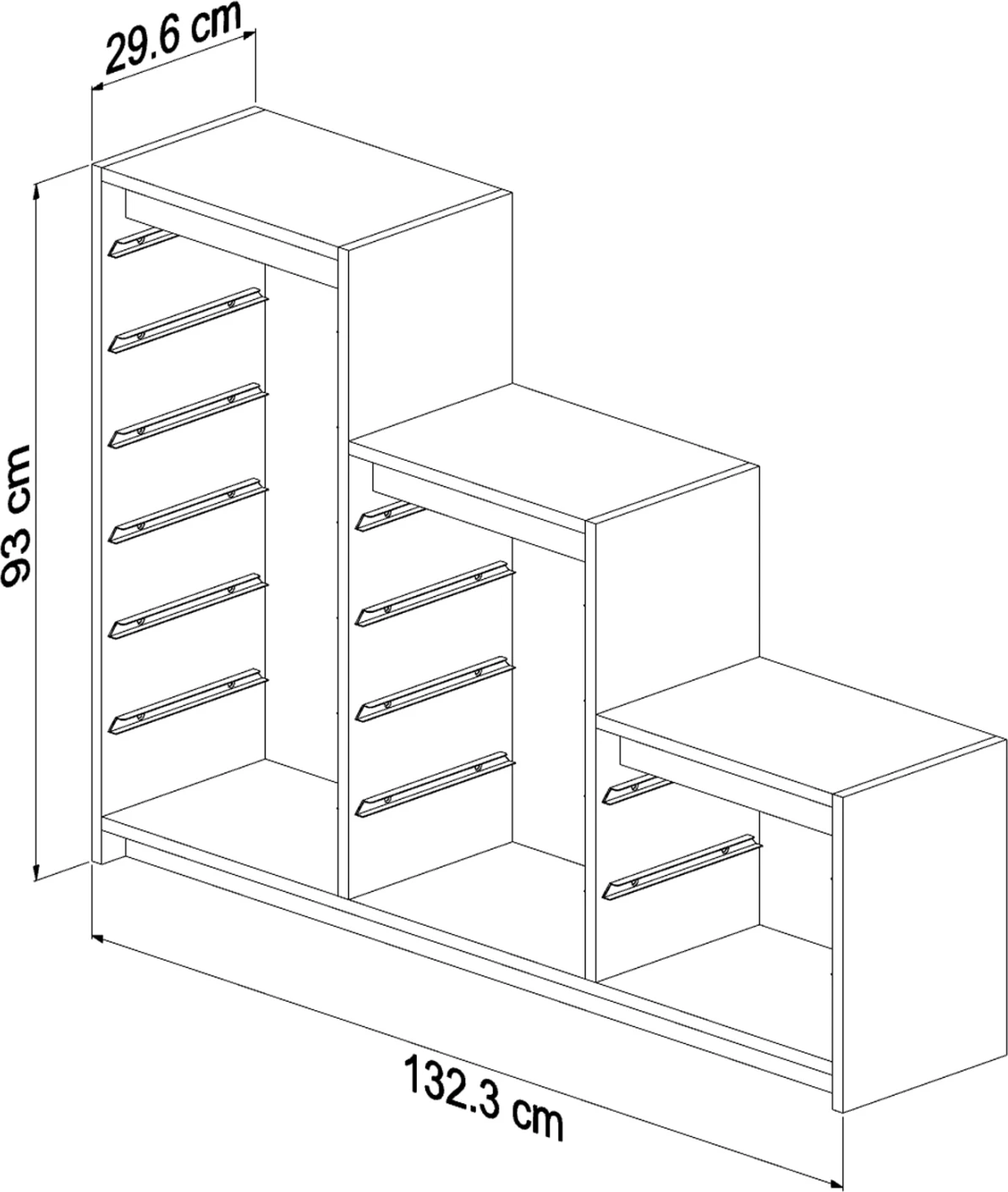 Komodë me sirtarë Sani FH18206.03, e kaftë, 132.3x29.6x93H cm