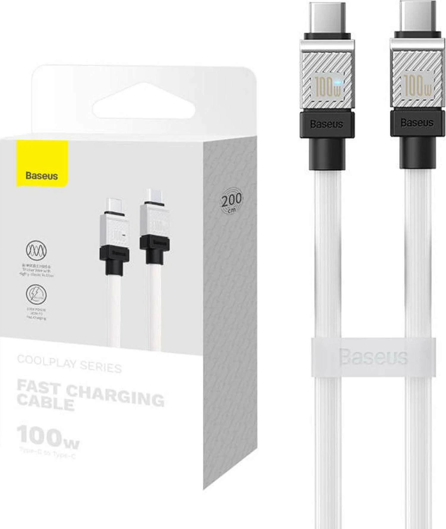 Kabl USB-C Baseus CAKW000302 USB-C në USB-C 2 m 100 W 480 Mbps i zi