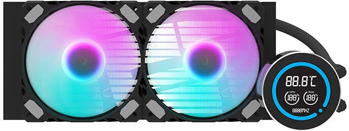 Kasë ftohëse me ujë Darkflash DN-D240, 240mm, me LCD, ARGB, e zezë