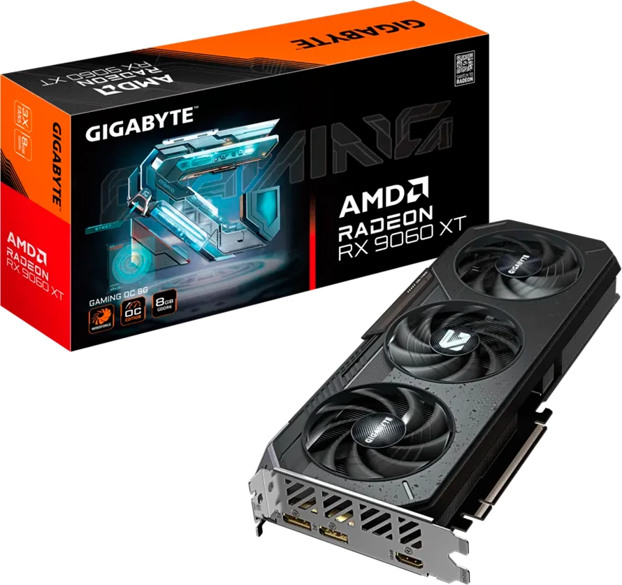 Kartë grafike GIGABYTE AMD Radeon RX 9060 XT Gaming OC 8G 8GB GDDR6 128-bit PCIe 5.0, e zezë