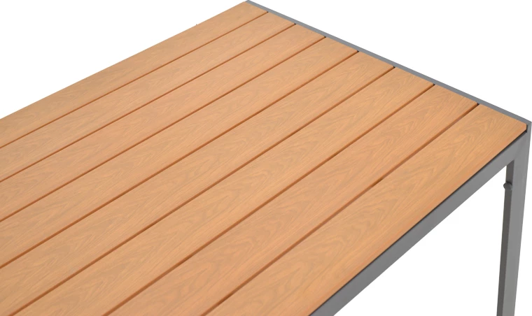 Tavolinë me karrige Nares-Azelie C set prej 5 copash alumini dhe tekstileni me dru natyral 140x80x72.5cm