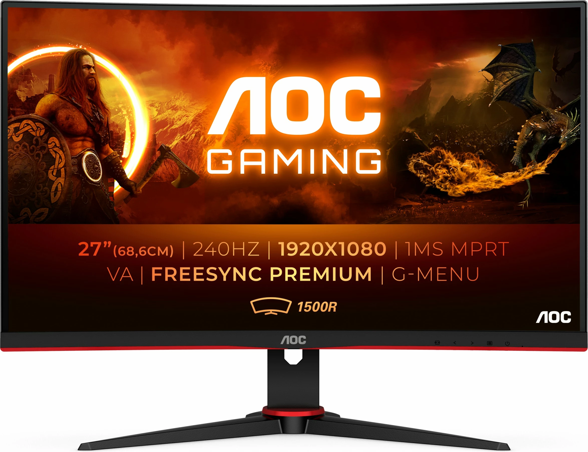 Monitor AOC G2 C27G2ZE/BK, 27", Full HD, LED, 0.5 ms, i zi, i kuq