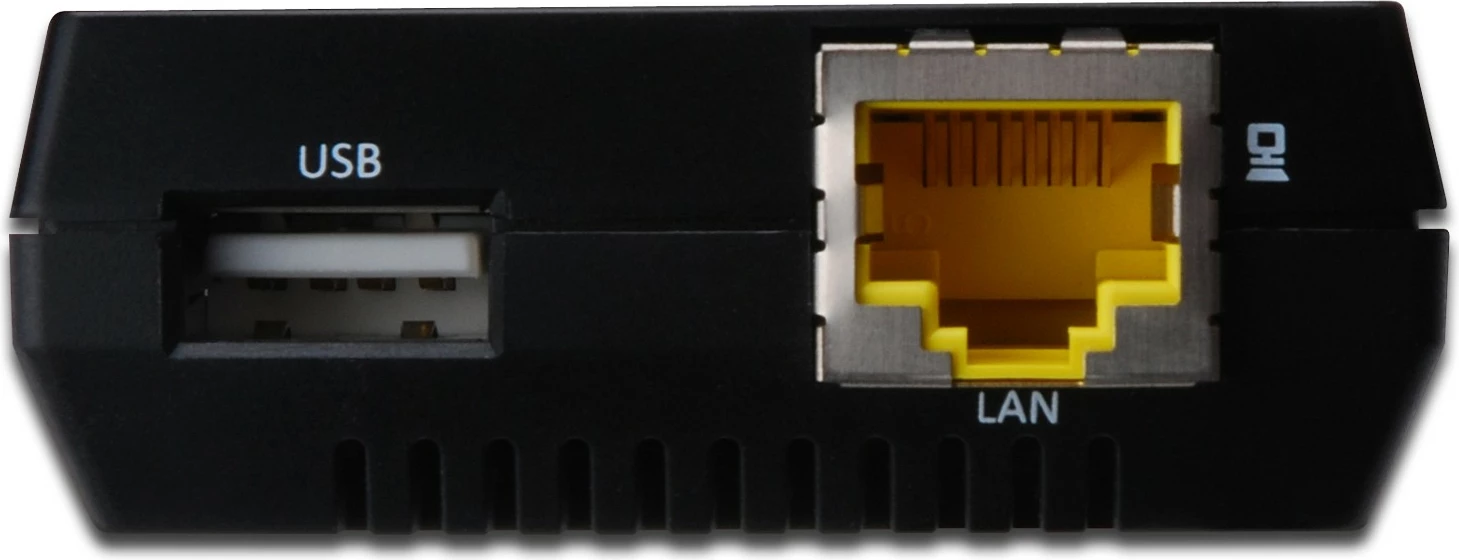 Server rrjeti USB Digitus, 1 portë, printserver, NAS, USB HUB, zi