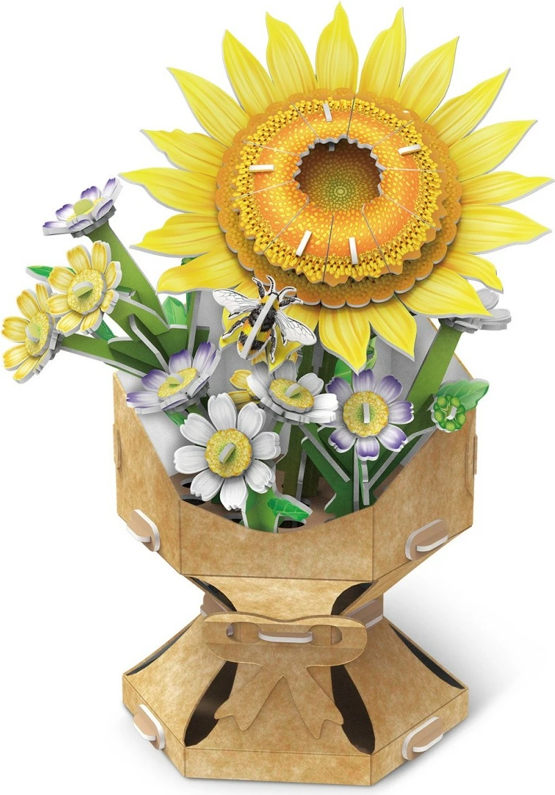 Puzzle 3D Cubic Fun Flower Bouquet Sunflowers, 102 pjesë