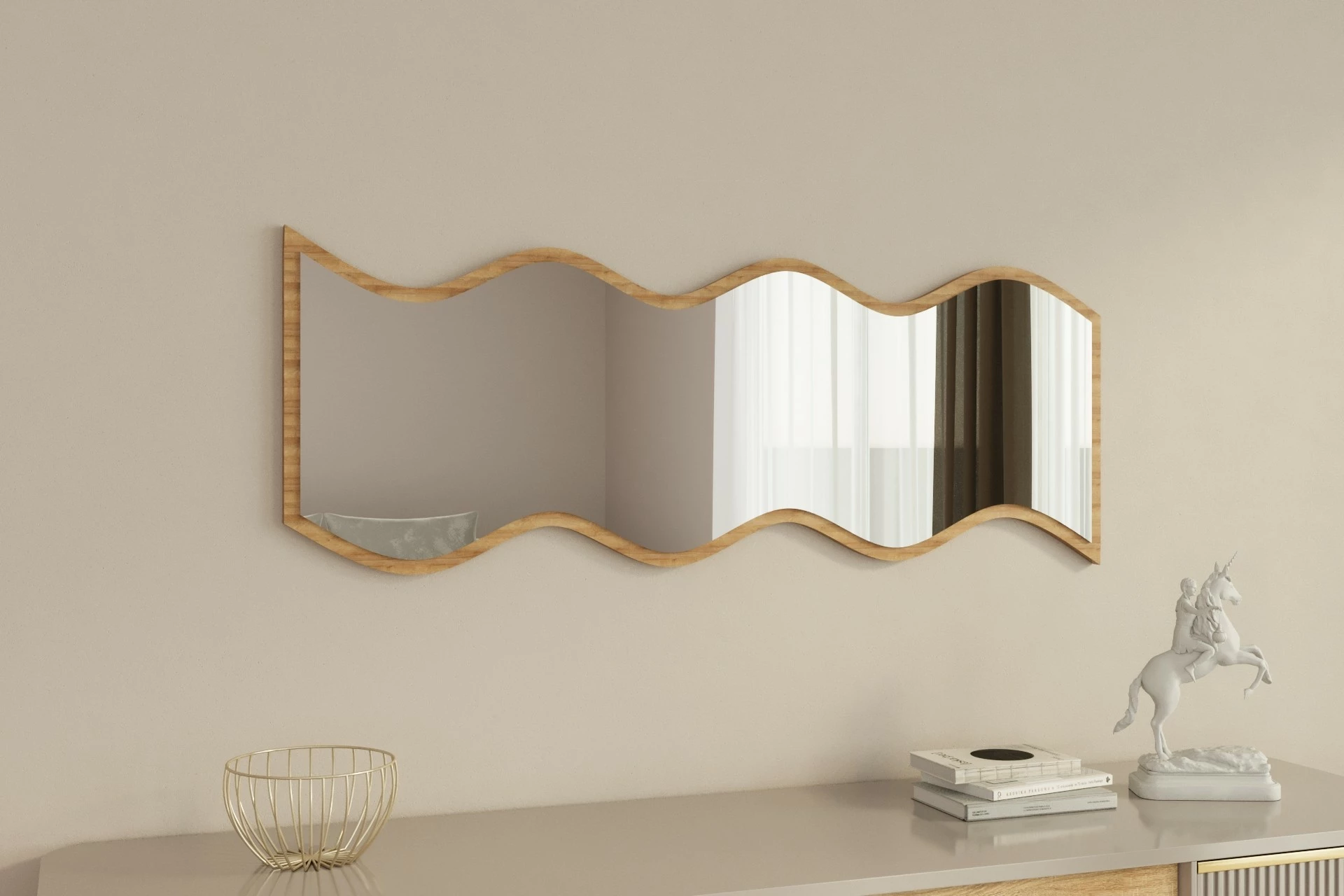 Pasqyrë dekorative Skye Decor, e bardhë, natyrale