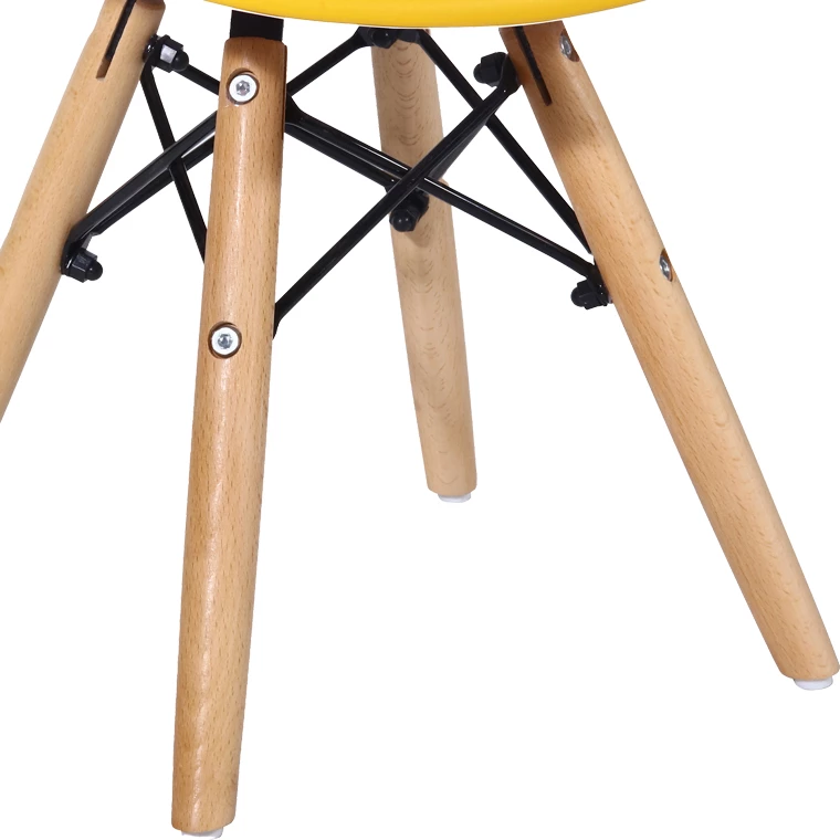 Karrige Julita për fëmijë, PP e verdhë, dru ahu natyral, 35x31x57.5cm, set prej 4 copësh