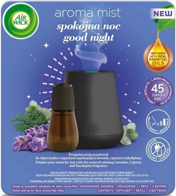 Aromatizues ajri automatik Air Wick Essential Mist Aroma AIRW-WK-002-83, Calm Night refill 20 ml, set