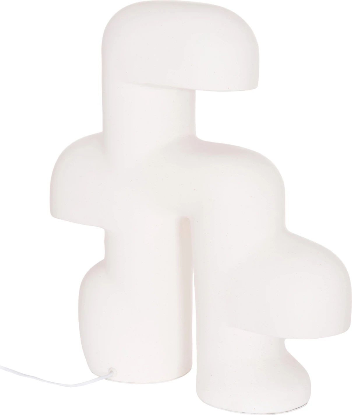 Llambë tavoline skulpturale minimaliste ELBAR, çimento fibrash, e bardhë, 44x12x50cm