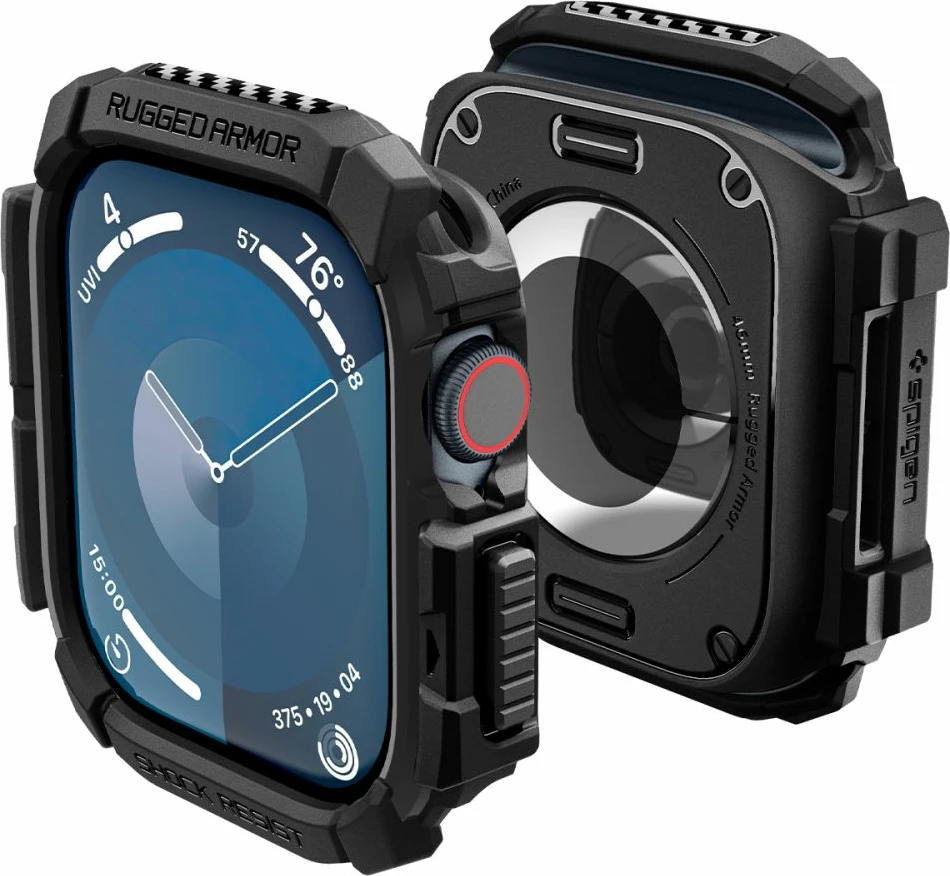 Mbështjellës Spigen Rugged Armor për Apple Watch 10, 46mm, i zi