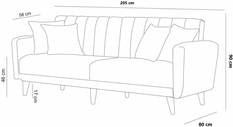 Divan-krevat 3 vendesh, ngjyrë e kaltër e errët, Atelier del Sofa
