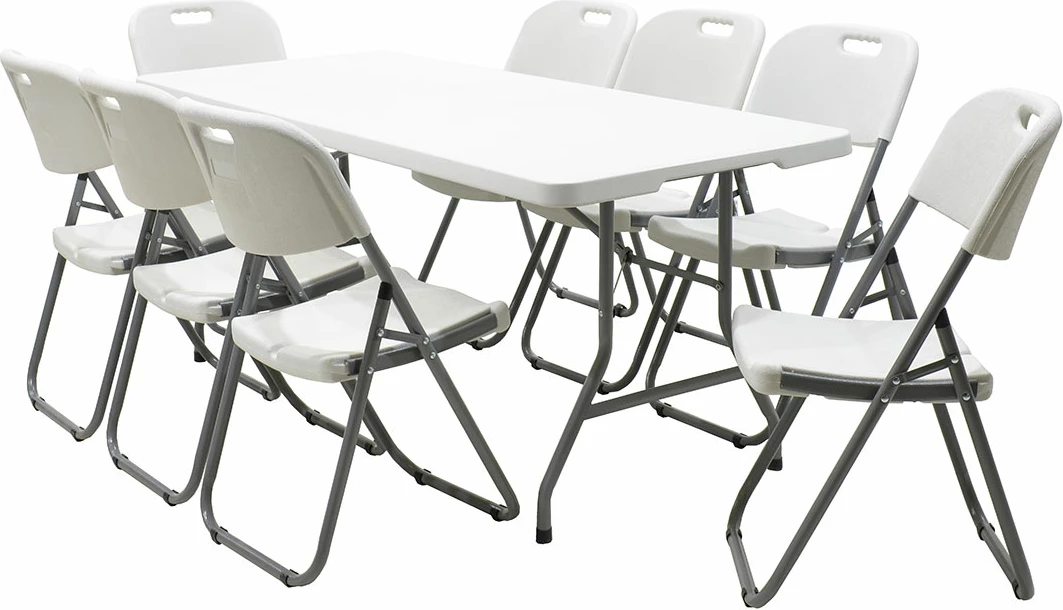 Tavolinë profesionale për catering, palosëse, granit e bardhë, 183x76x74