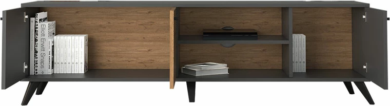 Mbajtës televizori Flipter melamine ngjyrë gri e errët-sonoma-e zezë 180x40x51cm