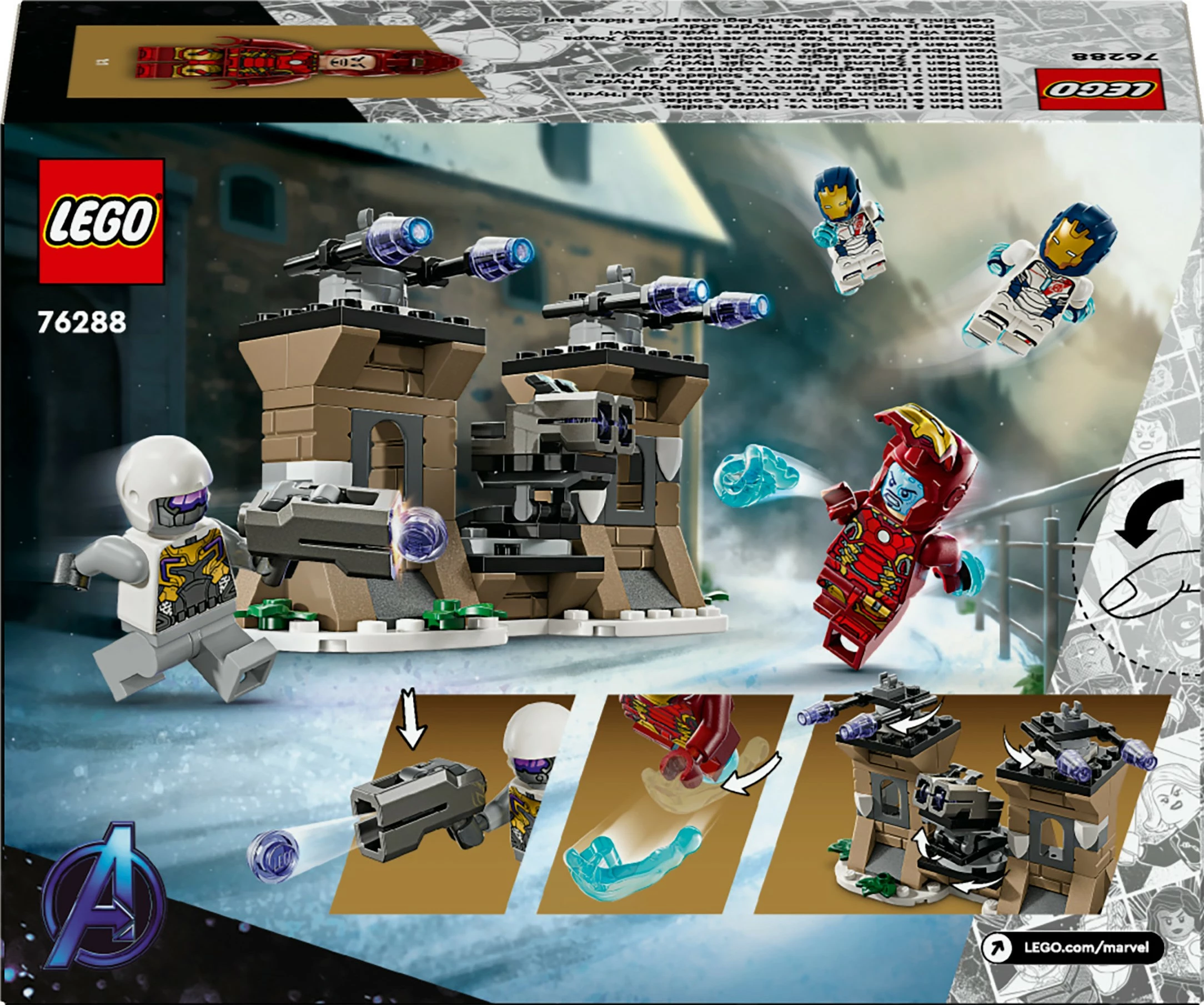 Set ndërtimi LEGO Marvel 76288 Iron Man & Iron Legion kundër HYDRA, shumëngjyrësh