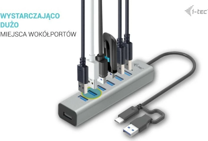 Kasë HUB USB-C i-tec C31HUBMETAL703, 7 porta, Metal, Silver