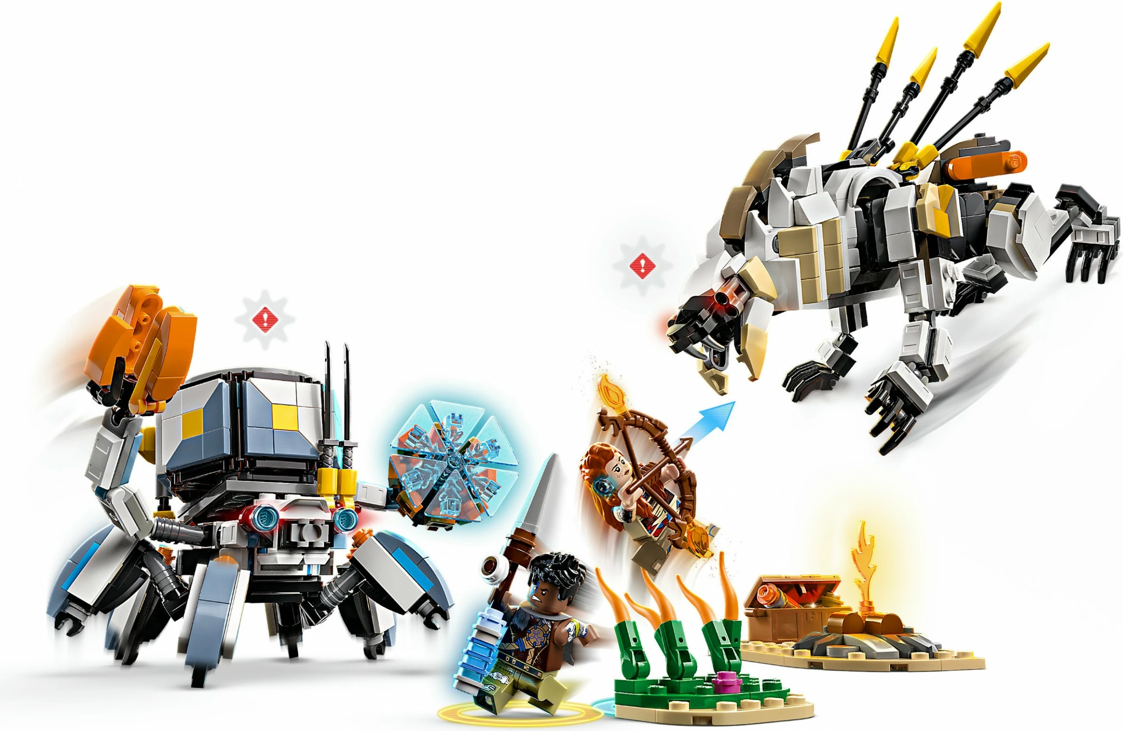 Set ndërtimi LEGO Horizon Adventures 77037, Aloy & Varl kundër Shell-Walker & Sawtooth, 768 pjesë, shumëngjyrësh