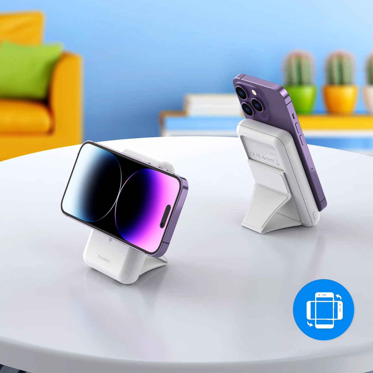 Powerbank Choetech B663, 10000mAh, 20W, MagSafe, USB-A/USB-C, Bardhë