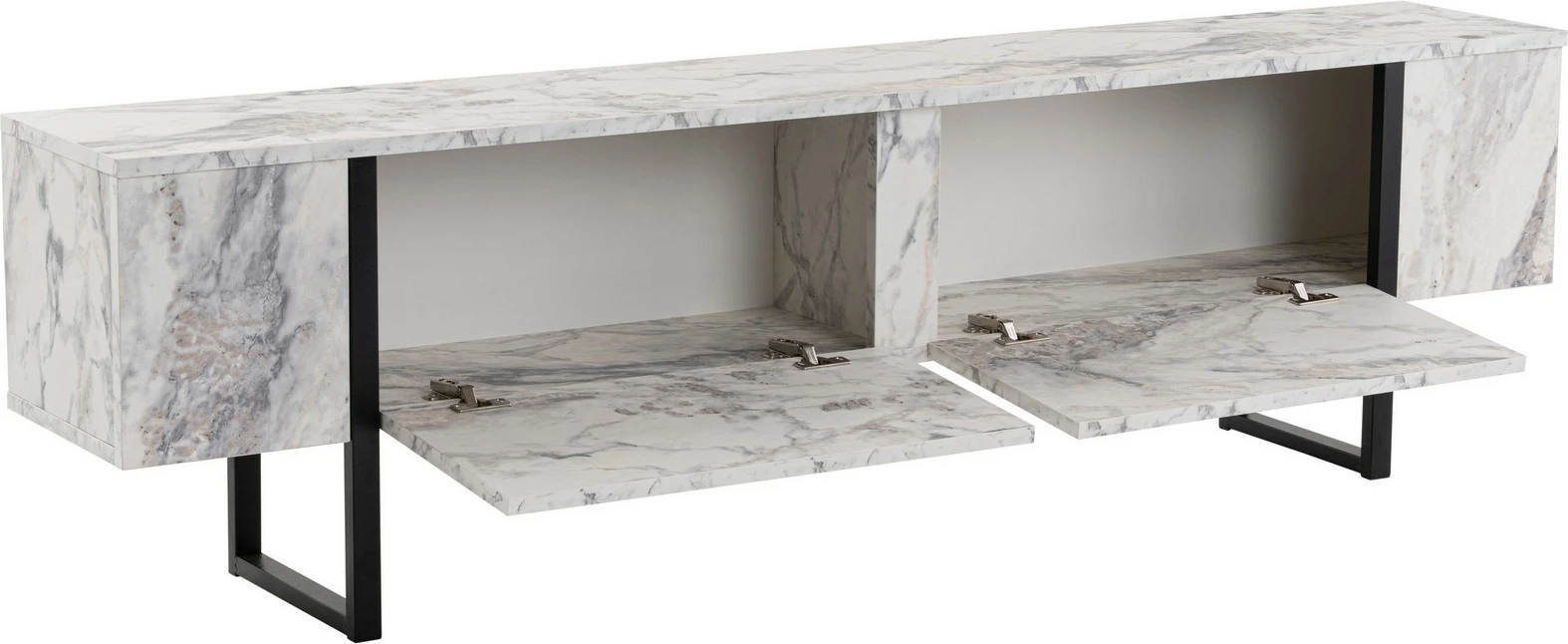 Komodë televizori Nordure, ngjyrë Freesia Marble, e zezë