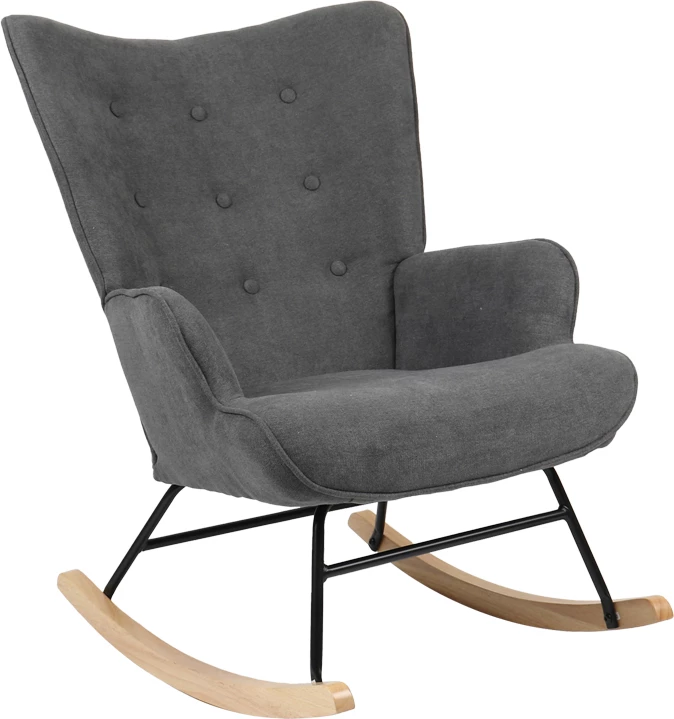 Karrige lëkundëse Georgia, pëlhurë, ngjyrë gri e errët-natyrale, 75x71x95cm