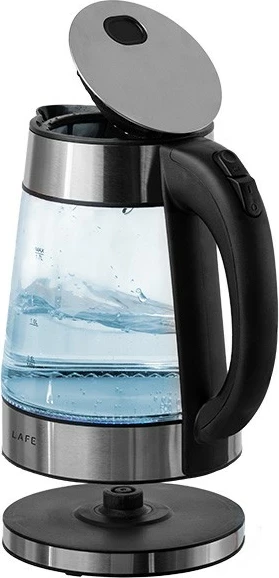 Çajnik elektrik Lafe Essential Glass, 1.7L, xham, argjendtë