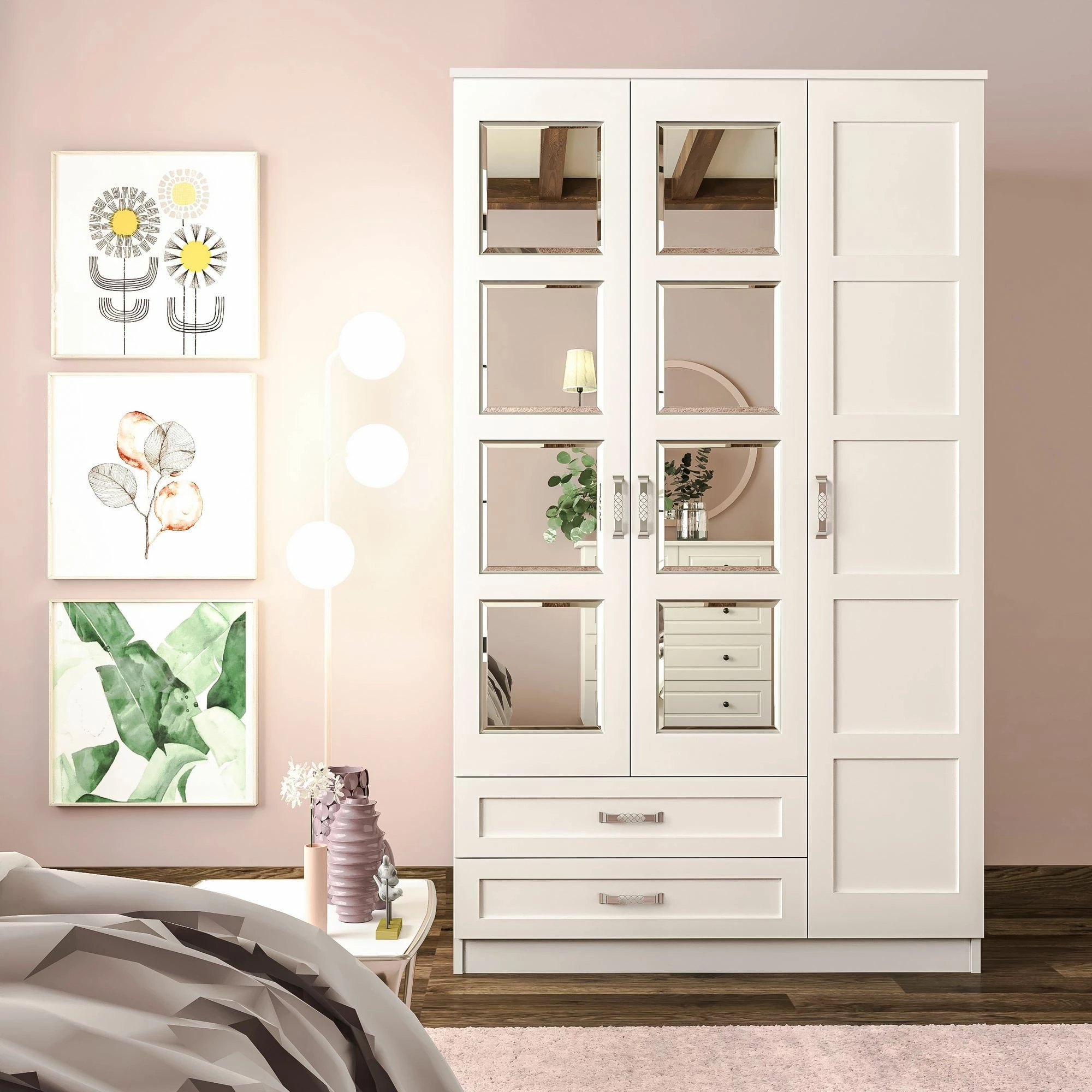 Dollap rrobash Skye Decor, ngjyrë e bardhë mat, RB-050