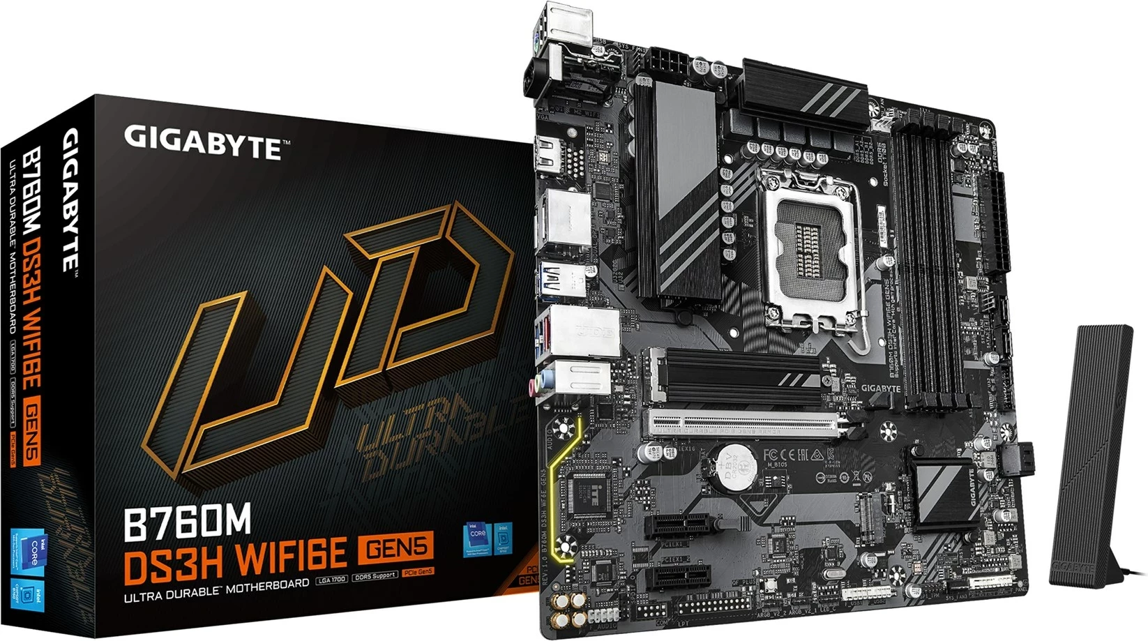 Pllakë amë Gigabyte B760M DS3H WIFI6E GEN5, Socket 1700, DDR5, Wi-Fi 6E, ATX
