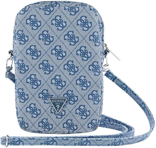 Mbështjellës Guess Zip 4G Triangle për celular, lëkurë artificiale, kaltër