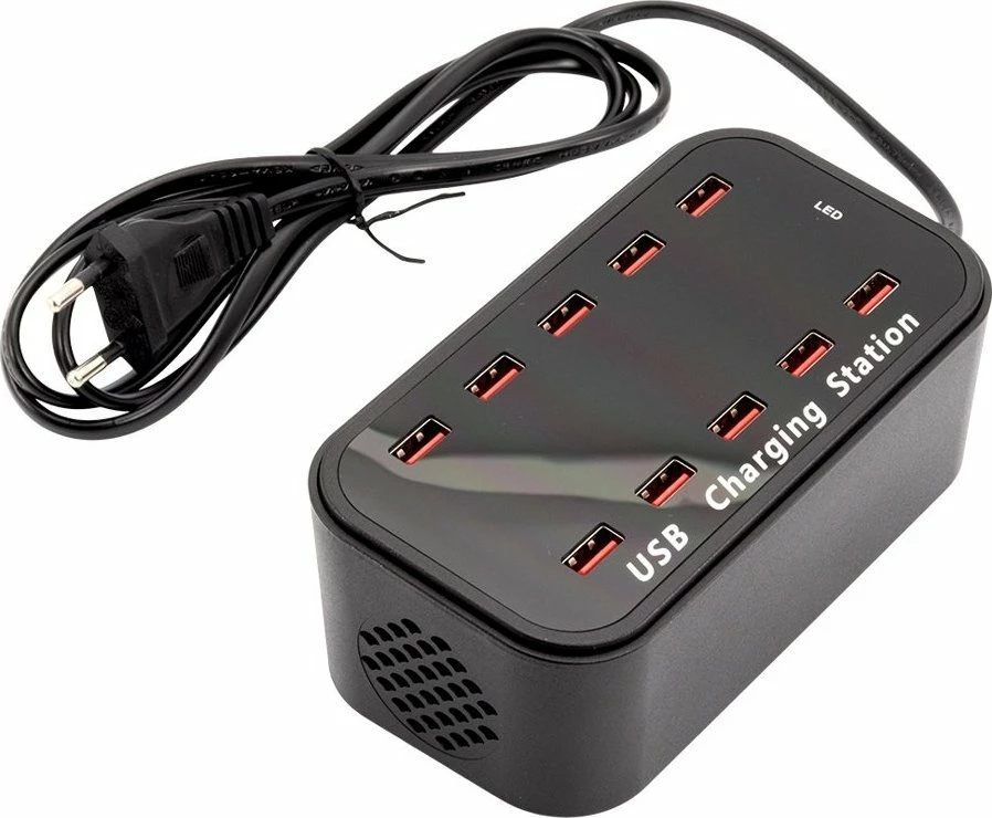 Karikues multiport Securit MC-LD-MC10, 10x USB-A, zi