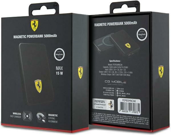 Powerbank Ferrari Metal Logo MagSafe 5000mAh, i zi