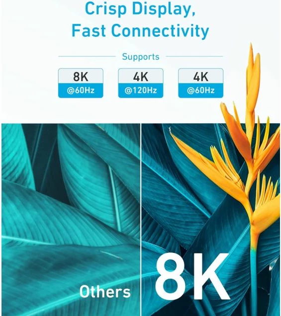 Kabllo HDMI 2.1 Anker A8742011, 8K@60Hz, 4K@120Hz, 1.8 m, e zezë