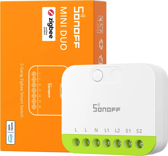 Switch smart Sonoff MINI-ZB2GS ZigBee 3.0 dy-kanal 2x10A/16A modul mini router Zigbee, bardh