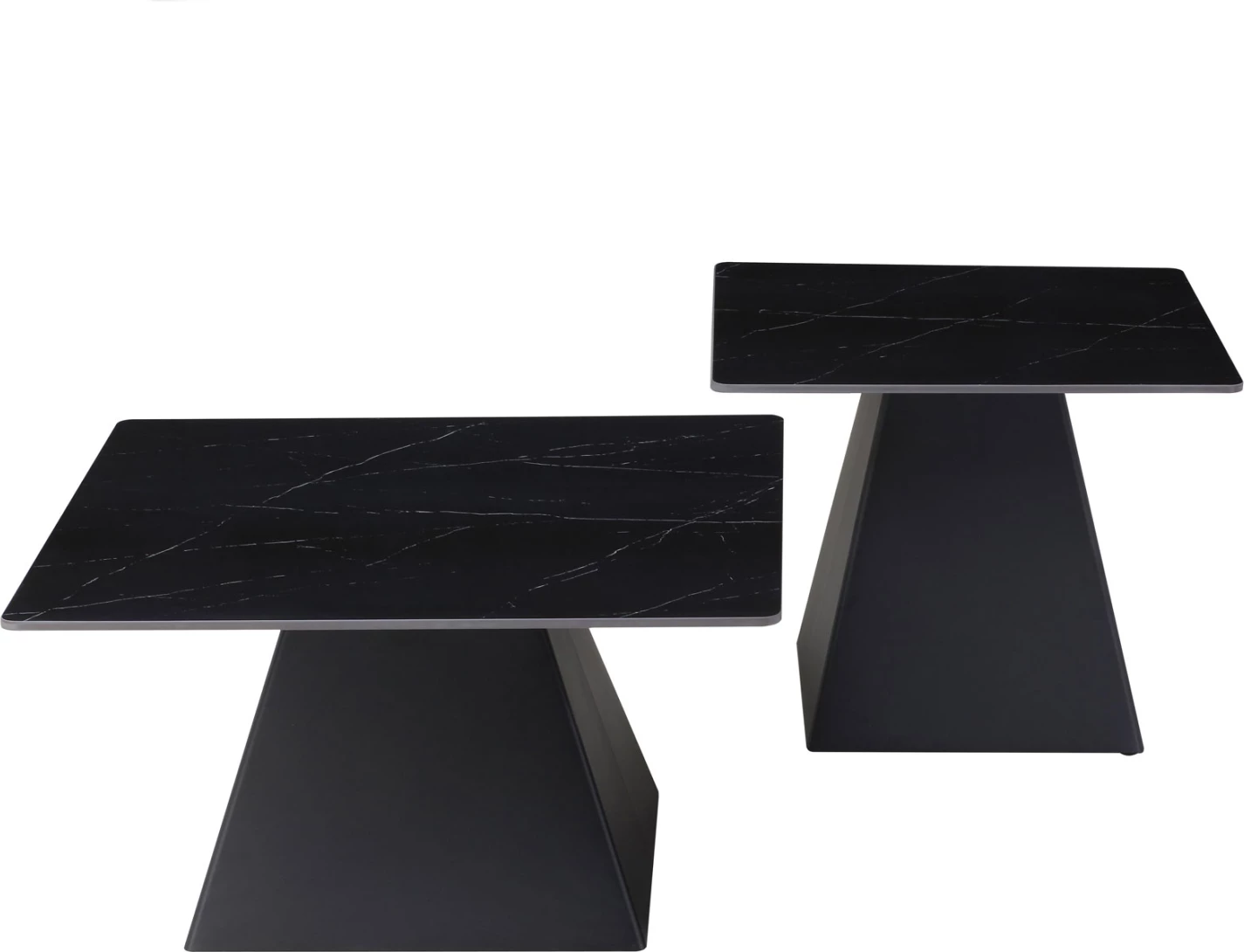 Set tavolinash kafeje QUBER, sipërfaqe qeramike, pamje mermeri të zi, katrore, FH18260.02