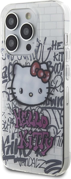 Mbështjellës Hello Kitty IML Kitty On Bricks Graffiti për iPhone 15 Pro Max, Bardhë