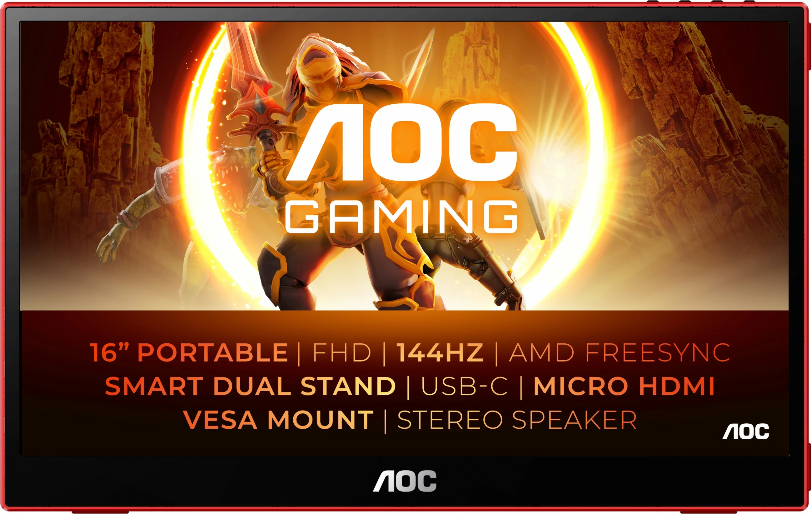 Monitor gaming AOC 16G3, 15.6 inç, Full HD, 144Hz, USB-C, Micro HDMI, i zi