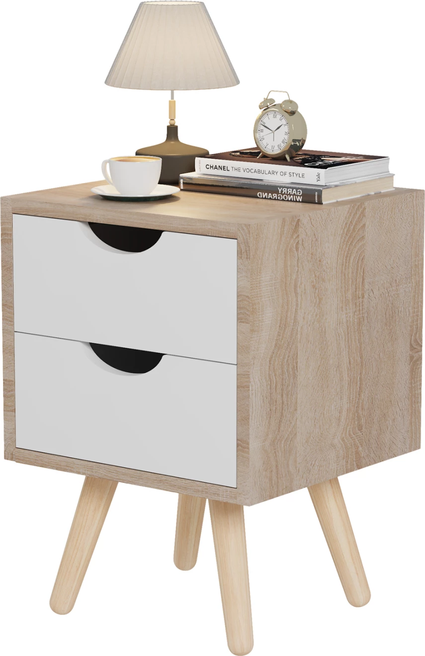 Komodinë DINKL FH2472.04, 2 sirtarë, 29,7x29,7x45H cm, e bardhë/bezhë