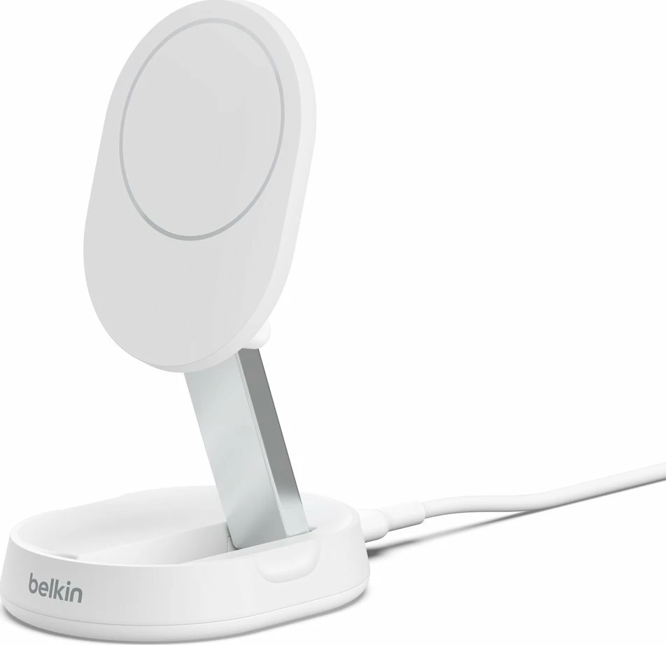 Karikues wireless Belkin BoostCharge Qi2 15W magnetik me USB-C WIA008btWH, me kabllo 1.5 m, i bardhë