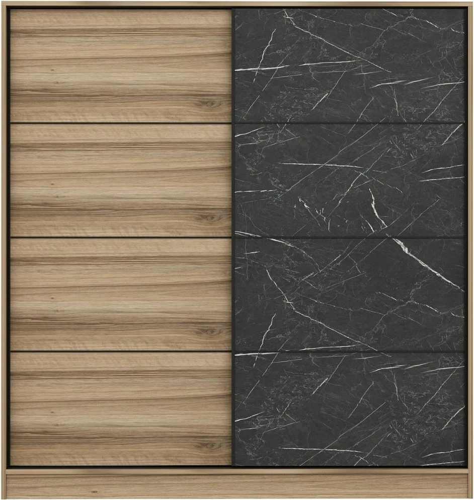 Dollap garderobe, ngjyrë dore dhe e zezë, Skye Decor, 180x190x52 cm