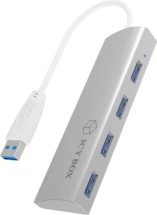 Hub USB ICY BOX IB-AC6401, USB 3.2 Gen 1, 4 porte, Argjendtë
