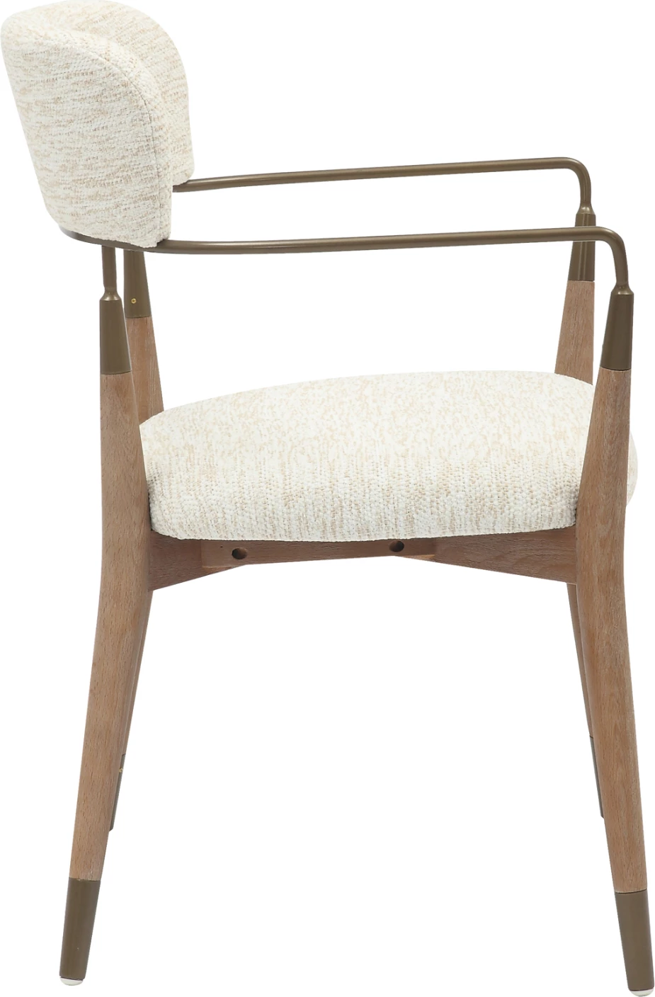 Karrige për ngrënie ROY FH9978.01, këmbë druri ahu, krahë metali, pëlhurë ngjyrë ecru, 51x48x77,5H cm, set prej 2 copash