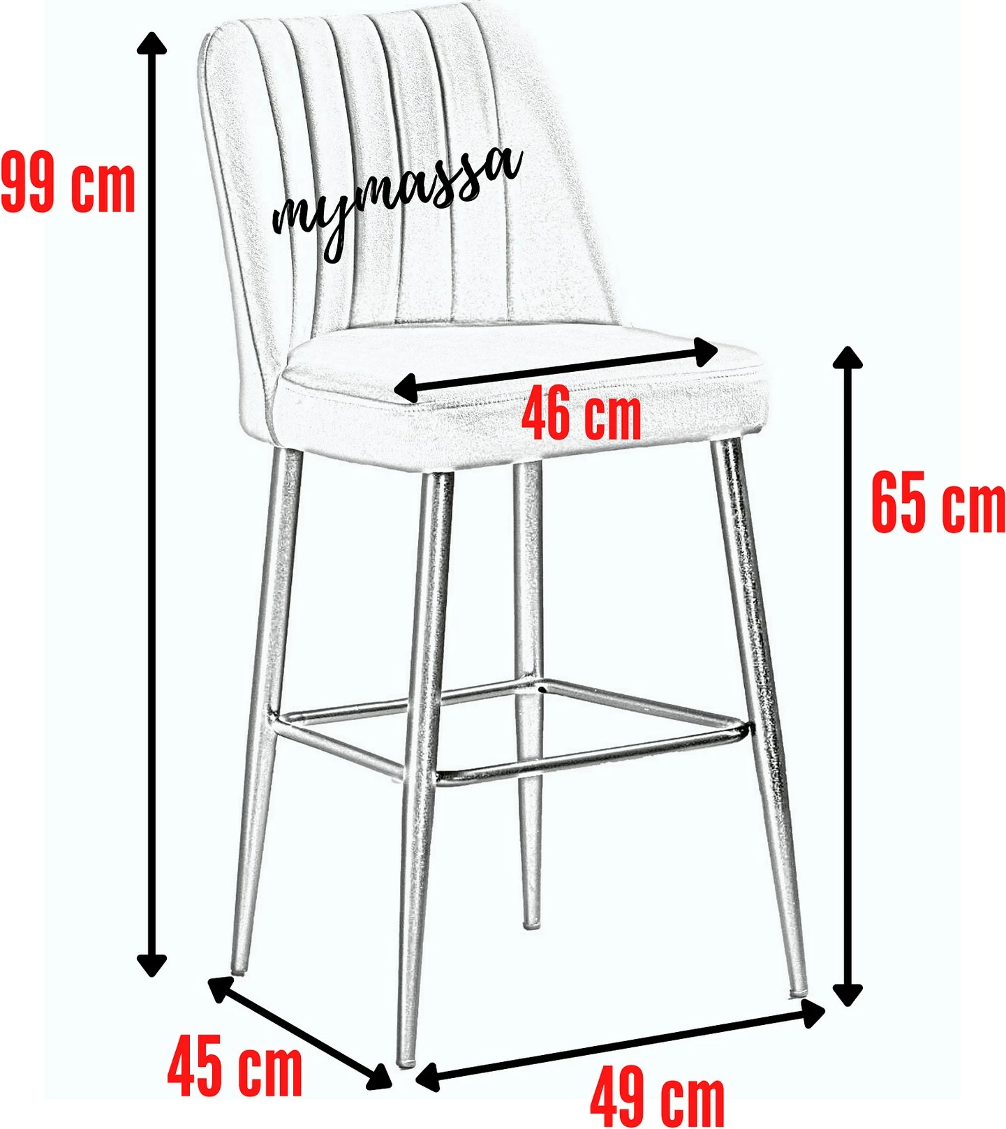Set karrigesh për bar (4 copë), Hanah Home, Vento, gri