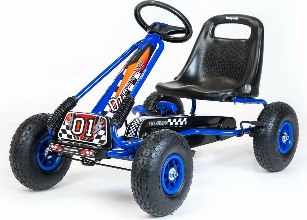 Gokart me pedale, Baby Mix, Razor, transmision përpara/mbrapa me frirrotullim, frenë dore në boshtin e pasëm, rrota të frymueshme 25 cm, moshat 3-8 vjeç, blu